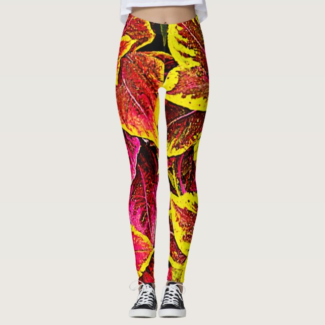 Coleus Löv Burst Design Leggings (Framsida)