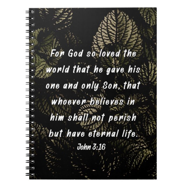 Coleus Löv Plant John 3:16 Bible Verse Anteckningsbok (Framsidan)