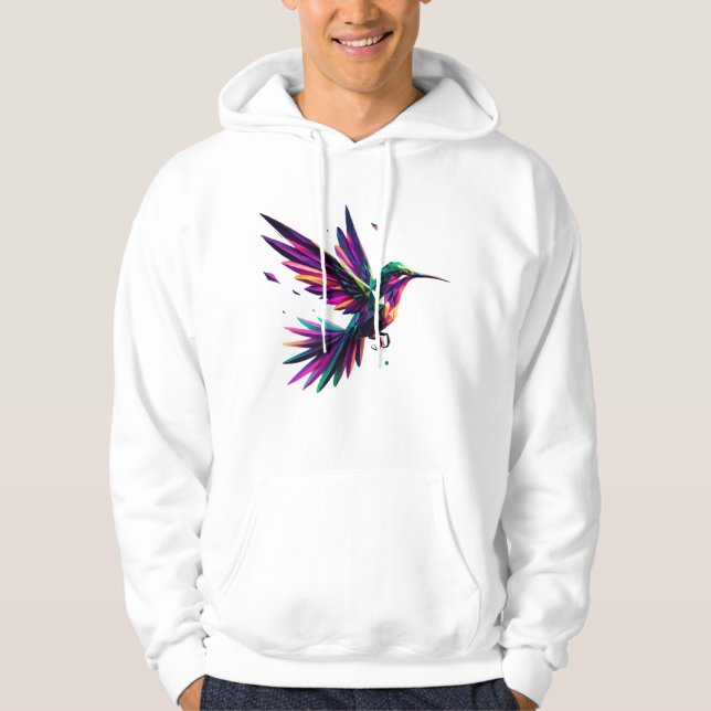 Colibrí Arcoíris Geométrico – Arte Moderno Vibrant Hoodie (Framsida)