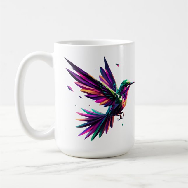 Colibrí Arcoíris Geométrico – Arte Moderno Vibrant Kaffemugg (Vänster)