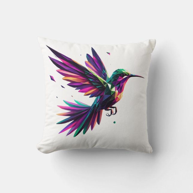 Colibrí Arcoíris Geométrico – Arte Moderno Vibrant Kudde (Framsida)
