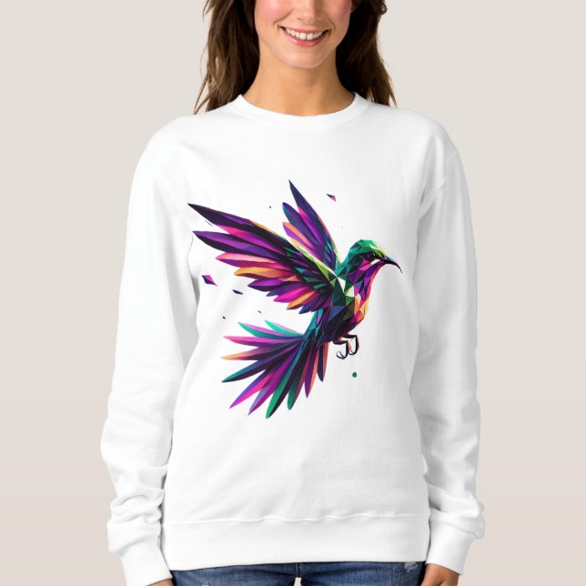 Colibrí Arcoíris Geométrico – Arte Moderno Vibrant T Shirt (Framsida)