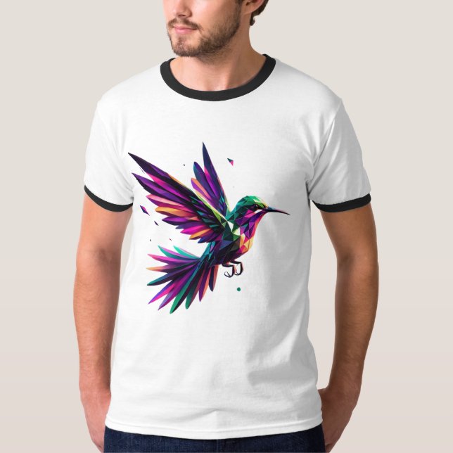 Colibrí Arcoíris Geométrico – Arte Moderno Vibrant T Shirt (Framsida)