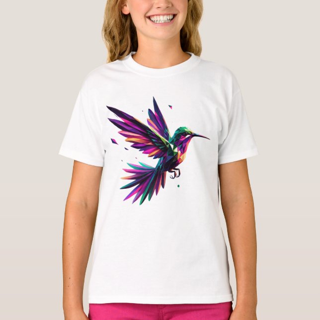 Colibrí Arcoíris Geométrico – Arte Moderno Vibrant T Shirt (Framsida)
