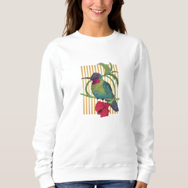 Colibri Bird Guld Rand Basic Sweatshirt Tee Shirt (Framsida)