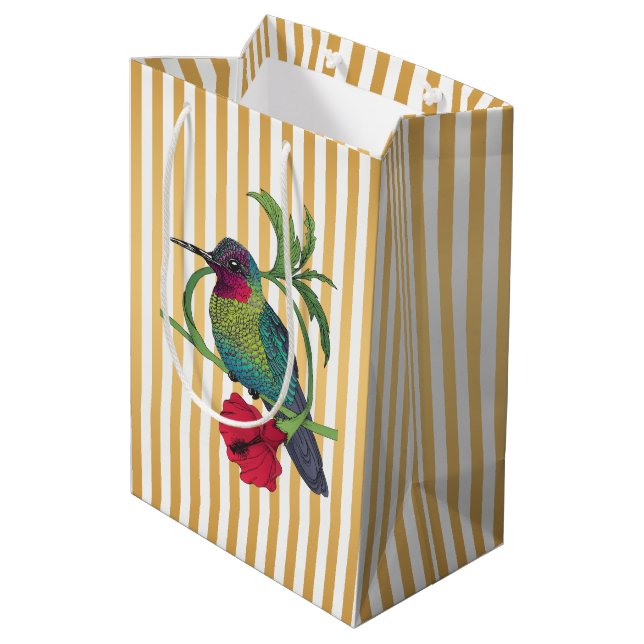 Colibri Bird Guld Rand Illustration Gift Bag (Baksidan Vinklad)