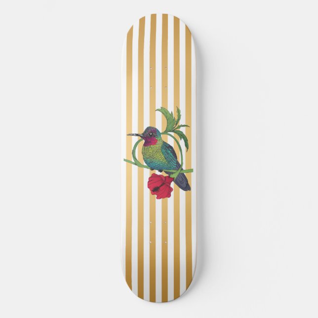 Colibri Bird Guld Rand Skateboard Deck (Framsida)