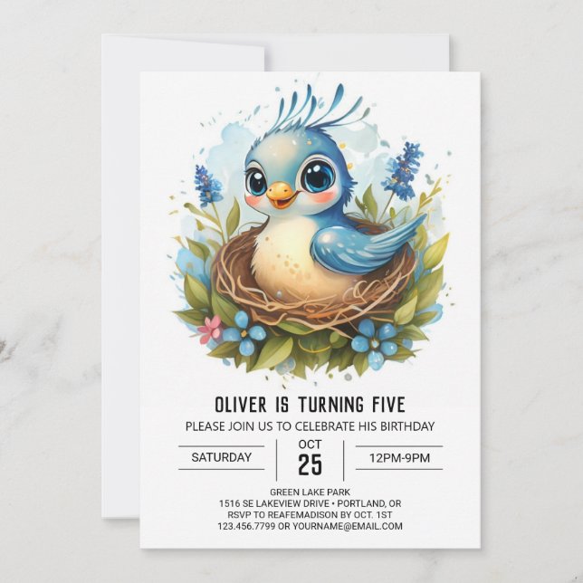 Colibri Chic Whimsical Birthday Inbjudningar (Framsida)
