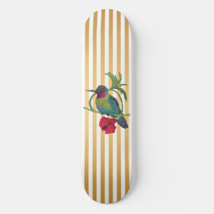 Colibri Fågel Guld Ränder Skateboarddäck Skateboard Bräda 19,5 Cm