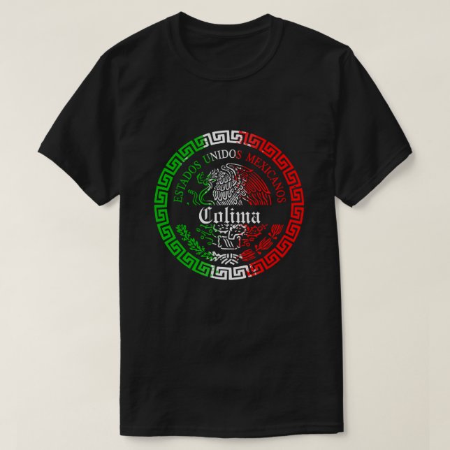 Colima delstaten mexikansk emblem skjorta t shirt (Design framsida)