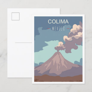 Colima Mexico Art Vintage resor Illustration Vykort