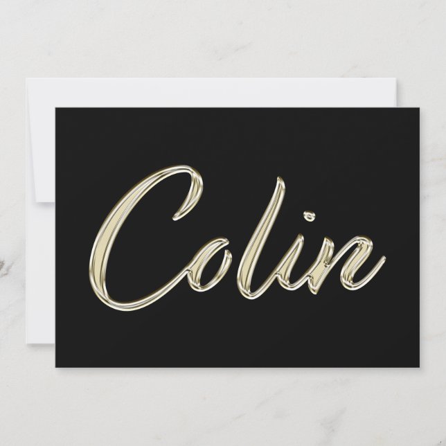 Colin Name white gold Handwriting Karte Kort (Framsida)