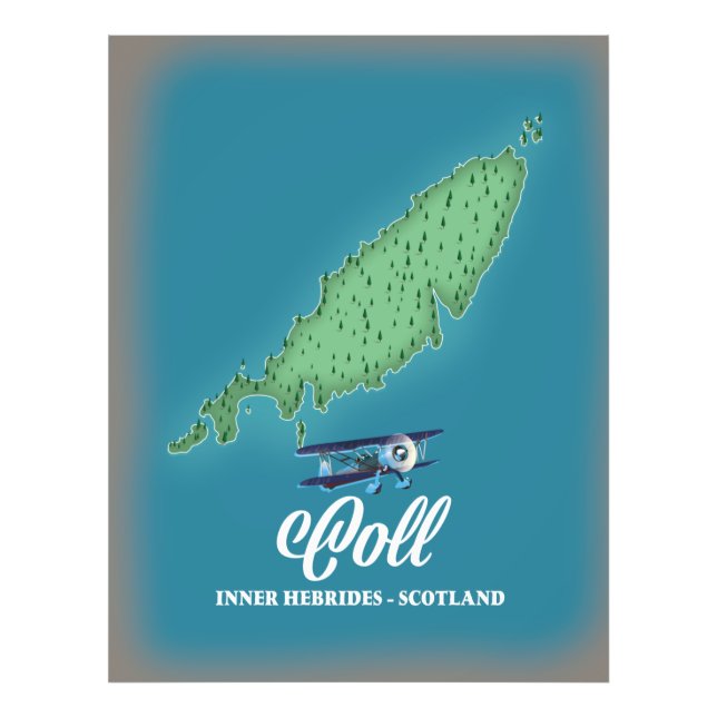 Coll Inner Hebrides Scotland karta Fototryck (Framsidan)