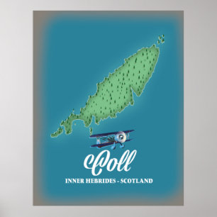 Coll Inner Hebrides Scotland karta Poster
