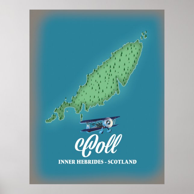 Coll Inner Hebrides Scotland karta Poster (Framsidan)