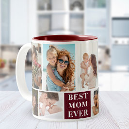 Collage 10 Photos Best Mom Ever Två-Tonad Mugg