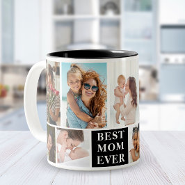 Collage 10 Photos Best Mom Ever Två-Tonad Mugg