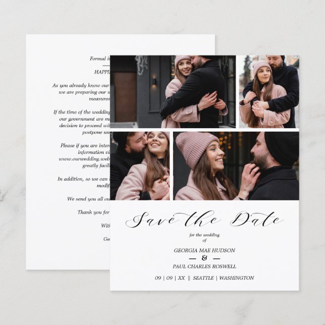 Collage 4 Photos Modern Couple Wedding (Fram/baksida)