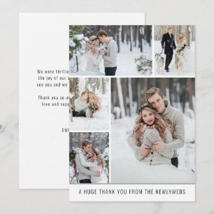 Collage 5 bild Newlyweds Bröllop Tack Kort
