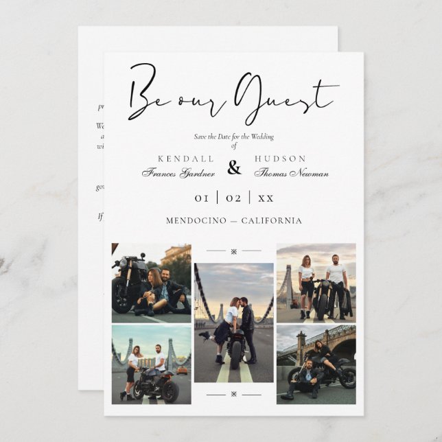 Collage 5 Photos Covid19 Chic Be Our Guest Wedding Spara Datumet (Fram/baksida)