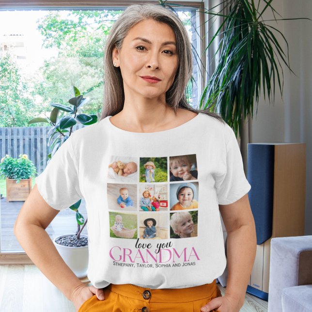 Collage 9 Photos for Grandma Love you T Shirt (Skapare uppladdad)