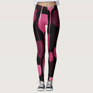 Collage Art: Party Drinks Mönster. Leggings
