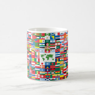 Collage av landflaggor från All över världen Kaffemugg
