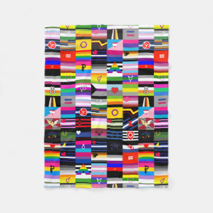Collage av prideflaggor fleecefilt