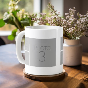 Collage för 9 foto med valfri bakgrundsfärg kaffemugg