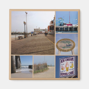 Collage för Atlantic City strandfoto Magnet