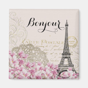 Collage för Bonjour vintageEiffel torn Magnet