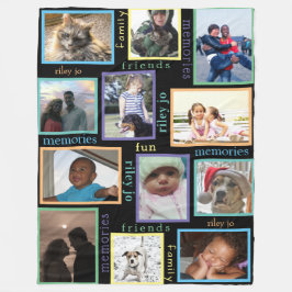 Collage för foto för jumbo 12 för minnen färgrik fleecefilt