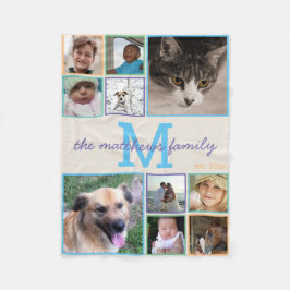 Collage för foto för Monogram 10 för minnen Fleecefilt