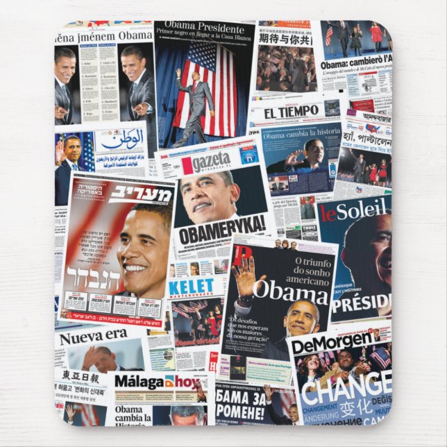 Collage för Front Page för Obama seger Musmatta (Framsidan)