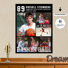 Collage för gymnasiebasket och Senior Night Poster