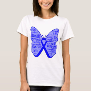 Collage för koloncancerfjäril av ord tee shirt