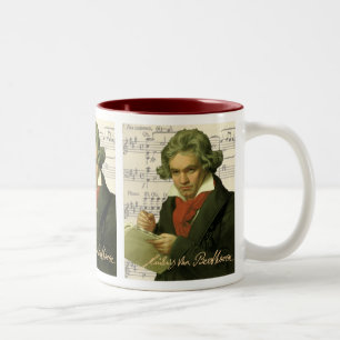 Collage för Ludwig Van Beethoven ~-Beethoven Två-Tonad Mugg