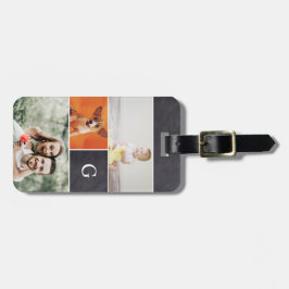 Collage för Monogramfamiljfoto Bagagebricka