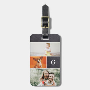 Collage för Monogramfamiljfoto Bagagebricka