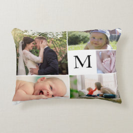 Collage för Monogramfotografifamilj Prydnadskudde
