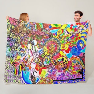 Collage för syrlig resa för NBK Alice psychedeli Fleecefilt