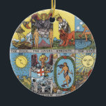 Collage för Tarot kort Julgransprydnad Keramik<br><div class="desc">En collage av flera av ha som huvudämneArcanakorten.</div>