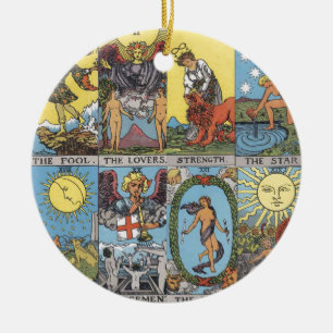 Collage för Tarot kort Julgransprydnad Keramik