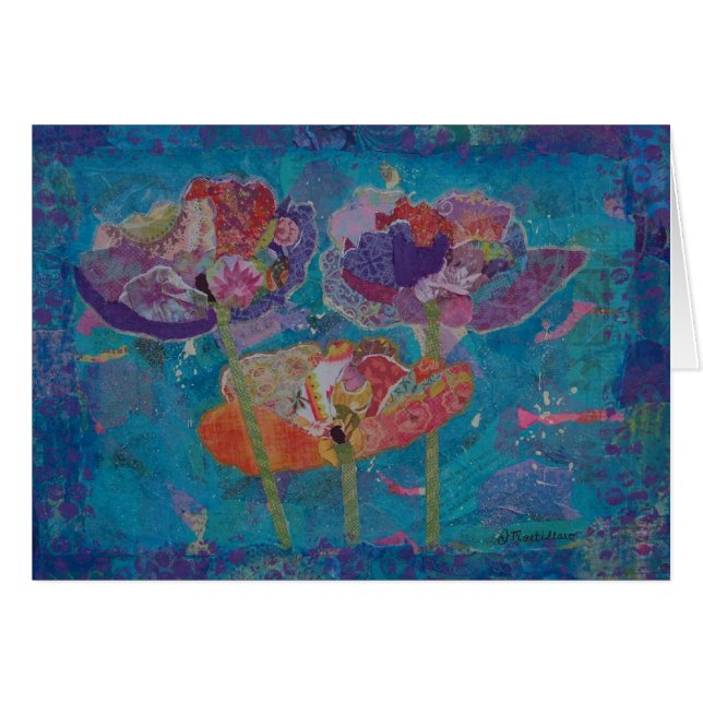 Collage för tre vallmor hälsningskort (Framsidan Horizontal)