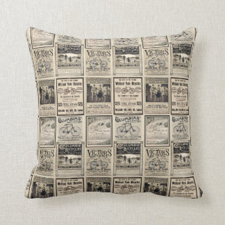 Collage för vintagecyklistadvertizing kudde