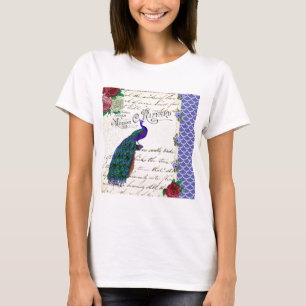 Collage för vintagepåfågelsång t-shirt