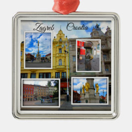 Collage för Zagreb gammal Townfoto Julgransprydnad Metall