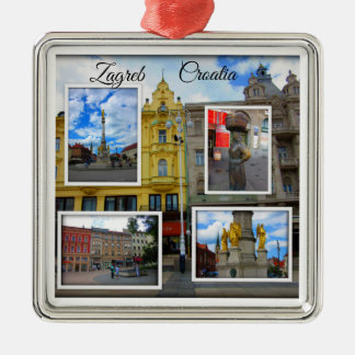 Collage för Zagreb gammal Townfoto Julgransprydnad Metall