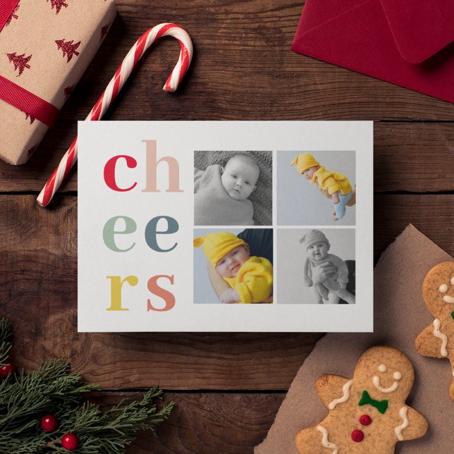 Collage Four Photos | Colorful Cheers Vykort (Skapare uppladdad)