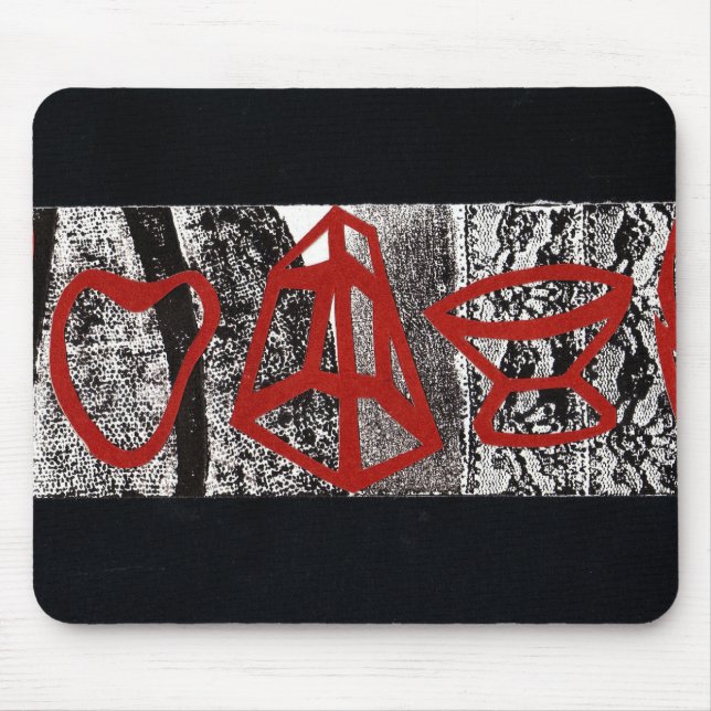 Collage i rött musmatta (Framsidan)